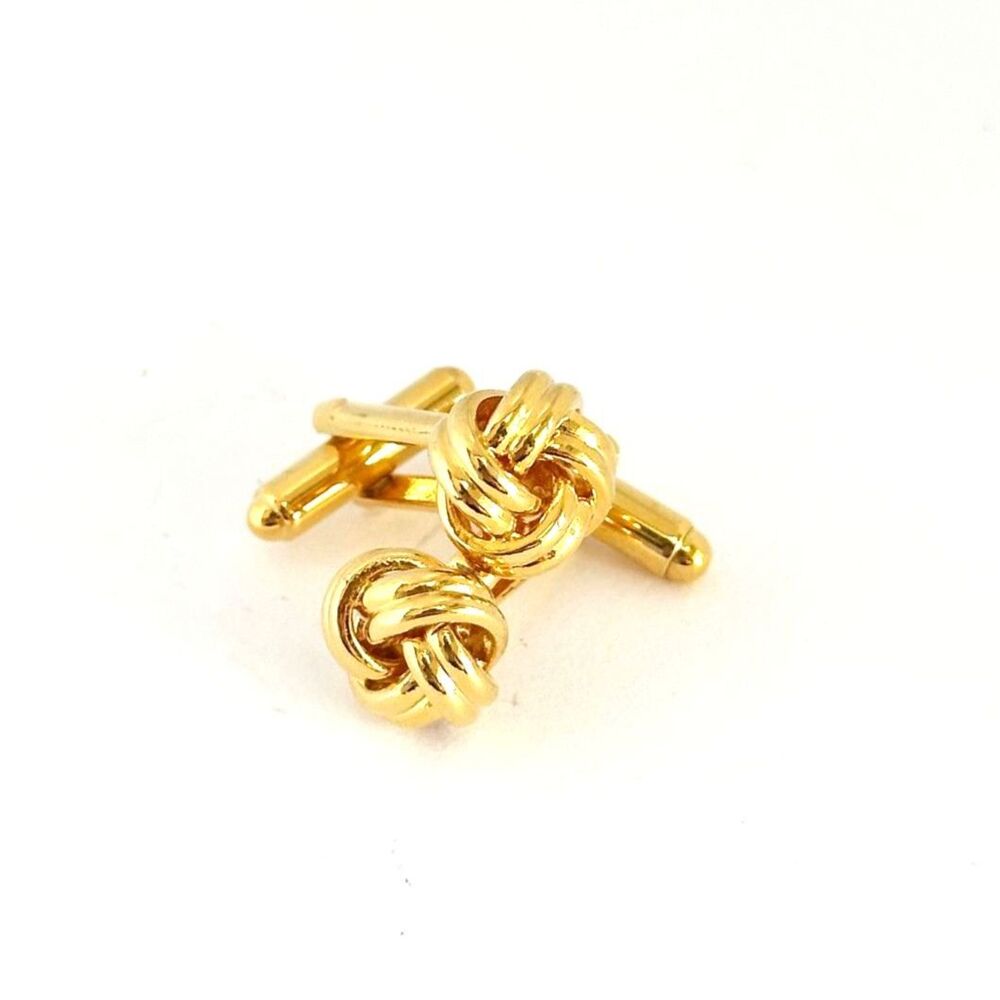 Vintage Love Knot Cuff Links Gold Tone